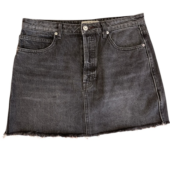 We The Free Black Denim Mini Skirt Raw Hem Y2K Rocker - Picture 2 of 5